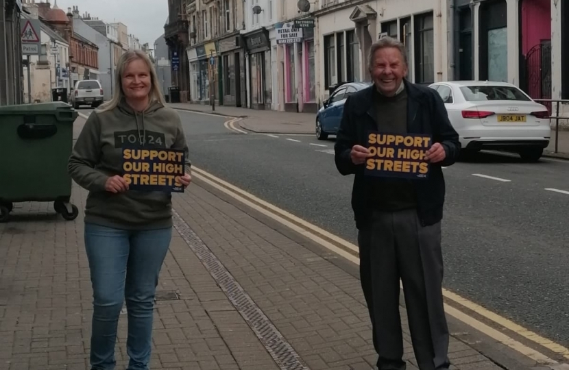 Sharon supporting local businesses in Girvan